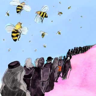 Funeral procession and bees