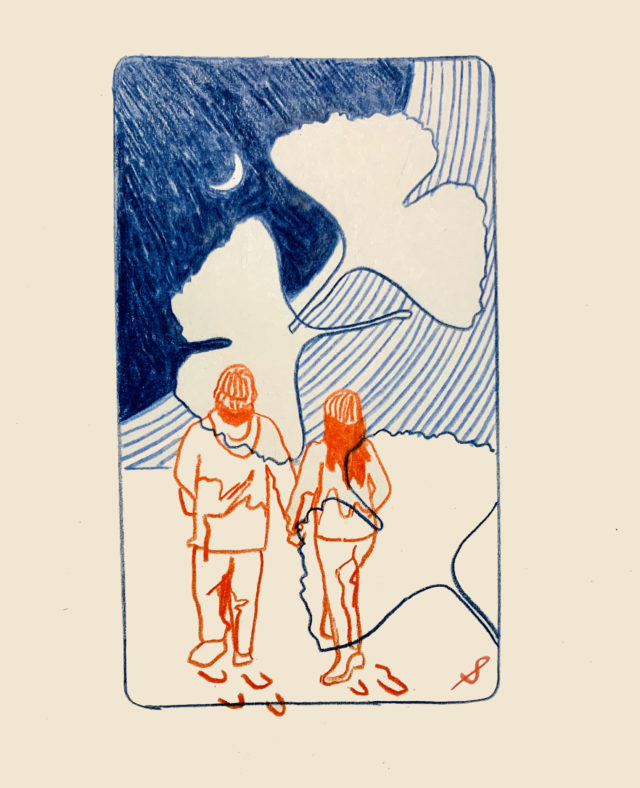 two people facing the moonlight